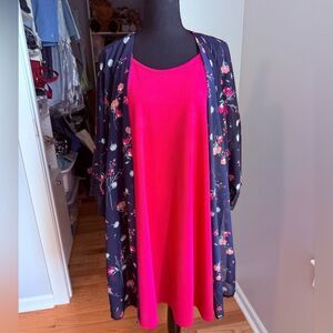 Floral Kimono and Pink Dress Set